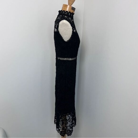 MAINSTRIP NWT Black Midi Cap Sleeves Lace Dress size Medium - Picture 8 of 10